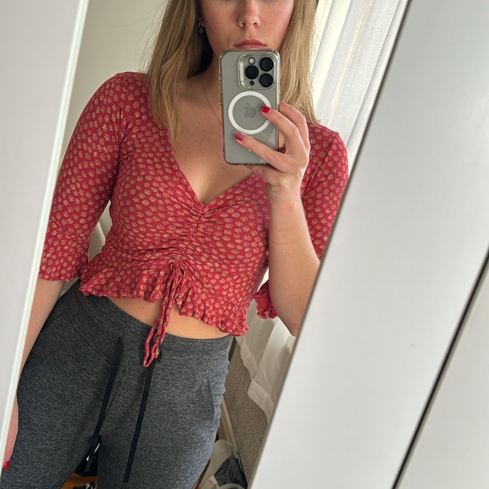 Urban Outfitters red floral top